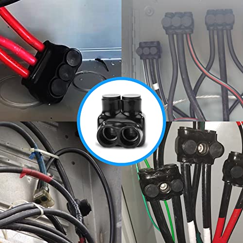 Ohlectric Multi Cable Connectors With 2 Port 250 Mcm-#6-2 - Dual Entry Splice Electrical Power Connector - Black Insulated Vinyl Coated Wire Connectors - Aluminum Connector For Cu9Al Wires - Ol-14783 #TOP4