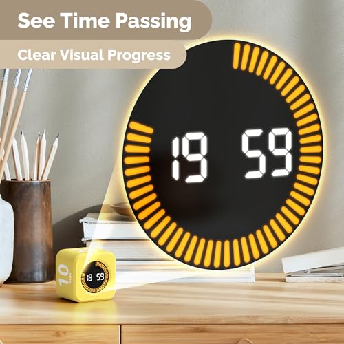 Image of KADAMS Timer Pomodoro - Productivity Pomodoro Cube, 5 /10 /25 /50 Min Countdown & Countup, Silent - for Work Study Workout Kitchen School Classroom Office ADHD Gift Kids (1, Yellow)