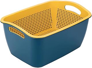Draining rack Plastic Colander/filter Bowl Stackable Large Fruit and Vegetable Draining Basket Basin with Handle to Wash Broccoli Potato Grape Storage Basket Sink Strainer Basket(B,Small)