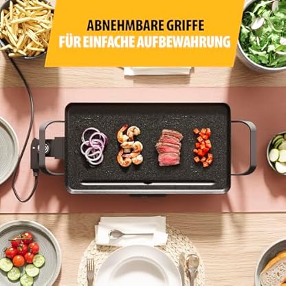 Tristar Tischgrill Slim M – Großzügige Backfläche von 46 x 26 cm – Antihaftbeschichtung – Abnehmbare Cool-Touch Griffe – Einstellbarer Thermostat – Leicht zu reinigen – BP-2667 – Bild 7