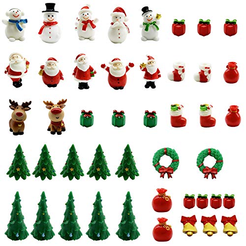 Iceyyyy Mini Resin Christmas Ornaments Kit - 45 Pcs Resin Micro Christmas Landscape Ornament Decoration Mini Christmas Theme Resin Miniature Ornaments Pendant for Christmas Party Decorations