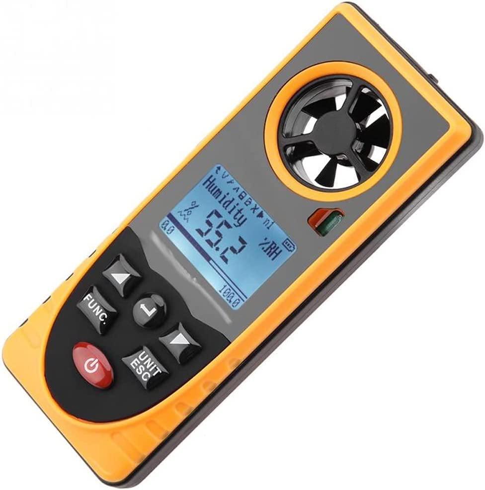 Handheld Digital Anemometer Air Wind Speed Scale Meter Multifunctional LCD Display Thermometer Hygrometer Illuminometer，Multifunctional Measurement, Easy to Read