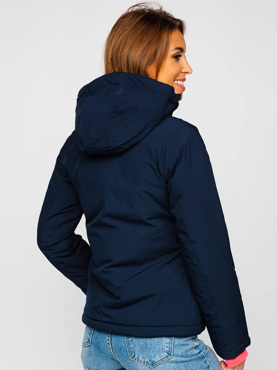 BOLF Veste d'hiver femme ski snowboard avec fermeture à glissière capuche poignets
