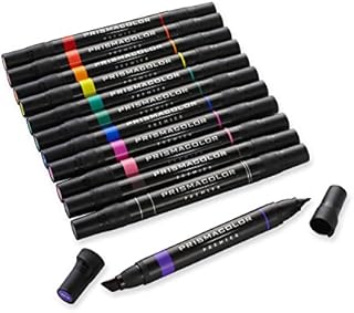 Prismacolor Premier Double-Ended Art Markers, Fine and Chisel Tip, 12-Count