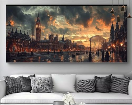 Broderie diamant kit complet paysage Londres 5D avec canevas strass cristal enfant M119