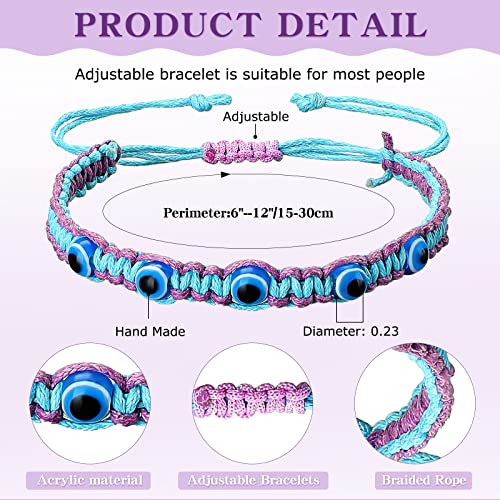 Hicarer 8 Pieces Evil Eye Beaded Bracelet Adjustable Blue Evil Eye Rope Bracelets Kabbalah Protection Friendship Bracelet Hand Woven Turkish Lucky Protection Bracelets for Women Men2