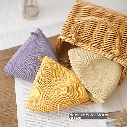 Guzosjo Straw Beret Summer French Beret Hats For Women Artist Crochet Beret Cap Causal Beanie Hat (Lemon Yellow) #TOP1