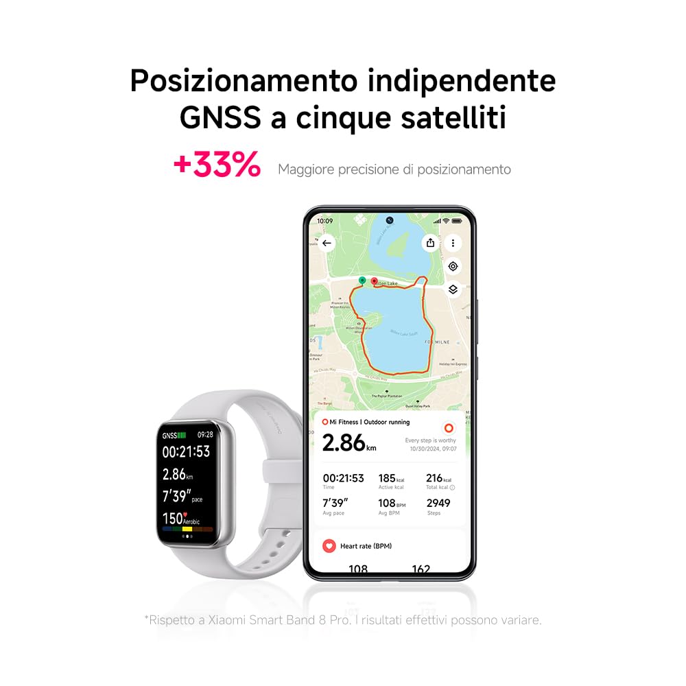 XIAOMI Smart Band 9 Pro Schermo AMOLED 44mm Telaio Alluminio Autonomia 21 giorni Monitoraggio SpO2 GPS 5 ATM