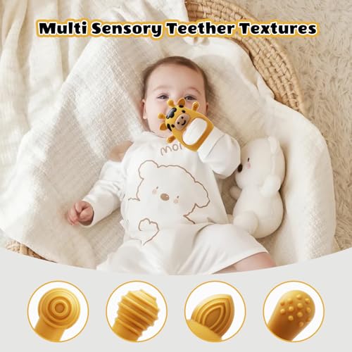 Image of 2 Pack Baby Teething Toys for 3-6 6-12 Months, Food Grade Silicone Infant Teether Mitten, Baby Essentials Teething Relief, Newborn Essentials Chew Toys for Sucking Needs