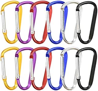 12 PCS Carabiner D Ring Clip Hook Durable Keychain Camping Accessories for Outdoor Fishing Hiking Traveling