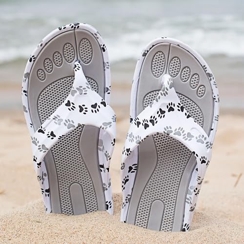 GreaterGood Walking Paws Flip Flops Colorful Lightweight Durable Cushioned Contoured Non Slip Textured Footbed Comfortable Beach Sandals for Women2