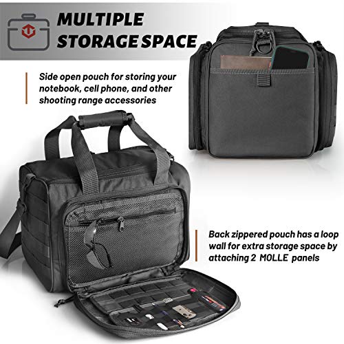 Wincent Tactical Gun Range Bag For Handguns And Ammo, Shooting Duffle Range Pistol Bag With Magazine Slots Multiple Compartments, Black #TOP3