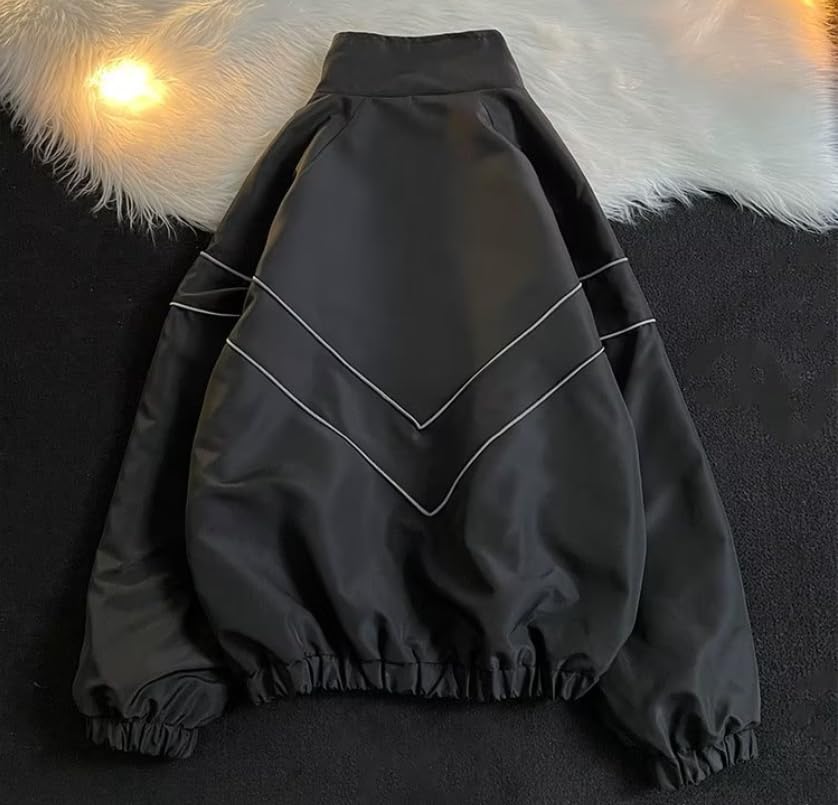 Pbkabiug Varsity Jacket Men Hip Hop Reflective Striped Bomber Jackets Vintage Women Windbreak Streetwear Lightweight Jackets4