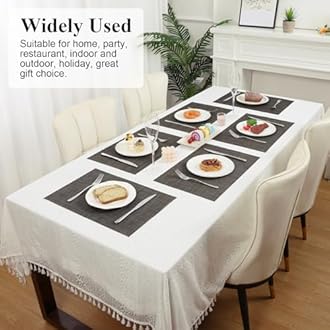 SHACOS Placemats Set of 6 Woven Vinyl Place Mats Wipeable Heat Resistant Plastic Non Slip Table Mats Indoor Outdoor, Black Brown