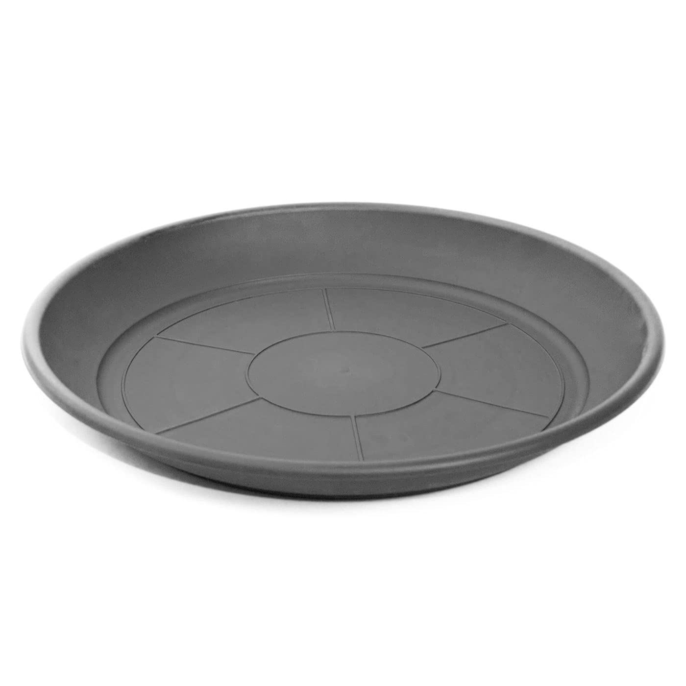 Acan Confezione da 6 piatti in plastica grigia per vasi da 50-60 cm Mediterraneo, vassoi, piattini rotondi per interni esterni, giardino, terrazza o balcone