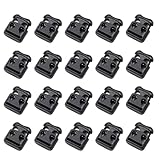 seasta 紐/コードストッパー 黒色 【 穴径 4mm 高さ 18mm 四角 長穴付き 2つ穴 横型 】 20個
