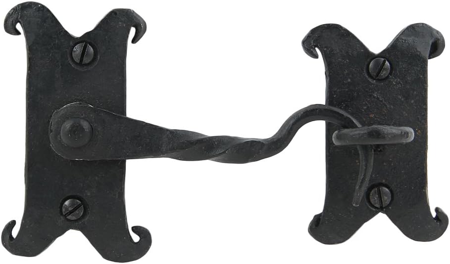 A29 Iron Cabin Hooks, 4 7/8 inches, Black Powder Coat Finish, 2 Pack, 35 lbs Weight Capacity, Rust Resistant, U-shape or J-shape, Door Mount, Primitive, Rustic Decor