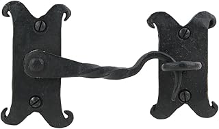 A29 Iron Cabin Hooks, 4 7/8 inches, Black Powder Coat Finish, 2 Pack, 35 lbs Weight Capacity, Rust Resistant, U-shape or J-shape, Door Mount, Primitive, Rustic Decor