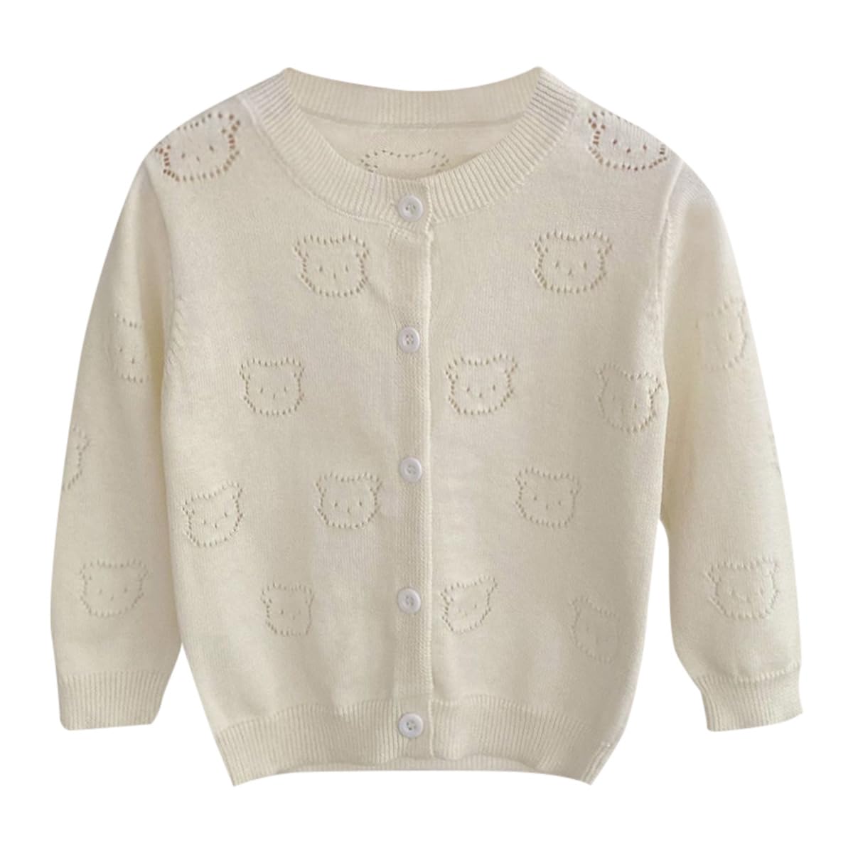 Bambini Neonate Maglione Lavorato a Maglia Sottile Cardigan, Manica Lunga Maglia Giacca Coprispalle Tinta Unita Chiusura Manica Lunga Giacca, Morbido, Girocollo, con Bottoni 1-11 Anni