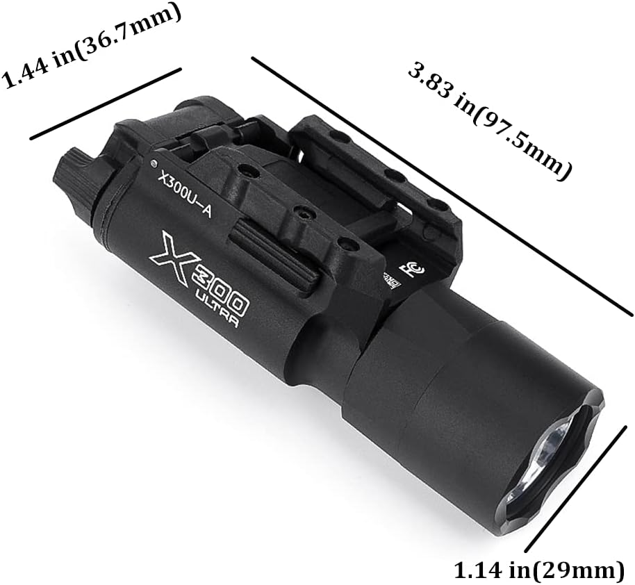 SBGJMY X300 Ultra Light 600 Lumens Tactical Torch Flashlight 2 Mode Constant or Momentary for Pistol Torch Rail and MIL-STD-1913 Picatinny Rail (Black) - Image 4