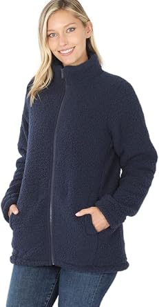 Soft Sherpa Zipper Front Jacket Faux Shearling