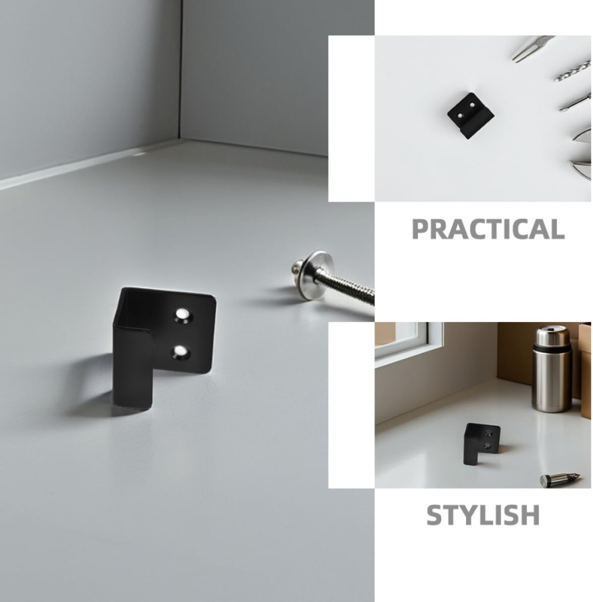 20pcs Iron Tile Hangers with Removable Brackets for Tile Surfaces, Black Wall Mount Hooks Providing Reliable Support, for Kitchen and Bathroom Towel Display