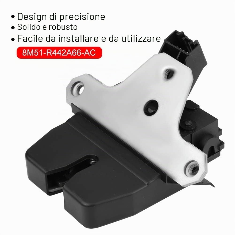 BOROCO Serratura Portellone Posteriore, Ricambio Originale per Ford Focus 2010-2018 e S-Max 2006-2014 – Kit con Meccanismo di Chiusura in Acciaio/ABS, Facile Installazione (OEM: 8M51-R442A66-AC)