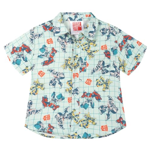 Transformers Little Boys Allover Print Button Front Camp Shirt Blue 6