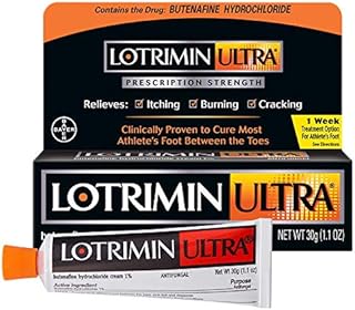 Lotrimin Ultra 1 Week Athlete's Foot Treatment, Prescription Strength Butenafine Hydrochloride 1%, Cures Most Athlete’s Foot Between Toes, Cream, 1.1 Ounce (30 Grams)
