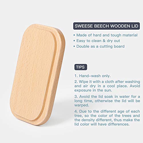 Sweese 301.101 Large Butter Dish - Porcelain Keeper With Beech Wooden Lid, Perfect For 2 Sticks Of Butter, White #TOP1