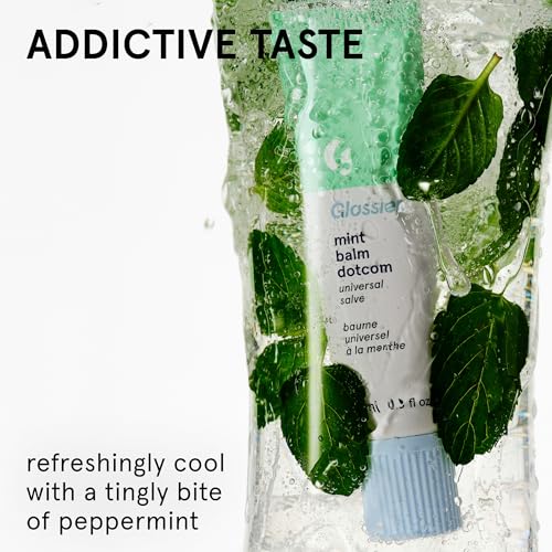 Image of Glossier Balm Dotcom Hydrating Lip Balm - Universal Salve, Up to 12Hr Moisture - Lanolin, Beeswax & Castor Oil for Dry Lips, Cuticles & Skin - Mint, Clear Untinted, 15ml