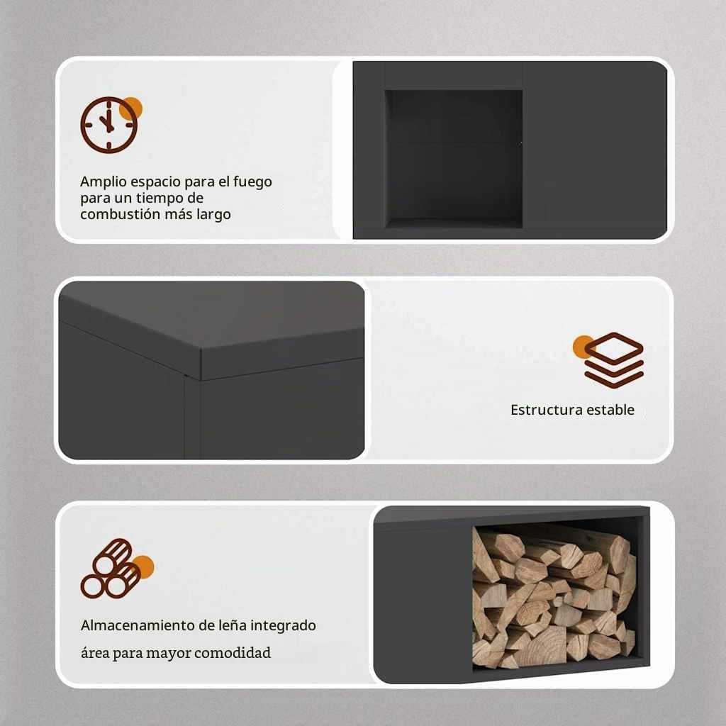 vidaXL Hoguera Negro 100 x 100 x 30 cm Acero, Chic fogón Cuadrado para jardín y terraza, diseño de Metal Moderno, Resistente al Calor, Ideal para reuniones al Aire Libre | Hecho de acero laminado en frío, construido para soportar condiciones al aire libre