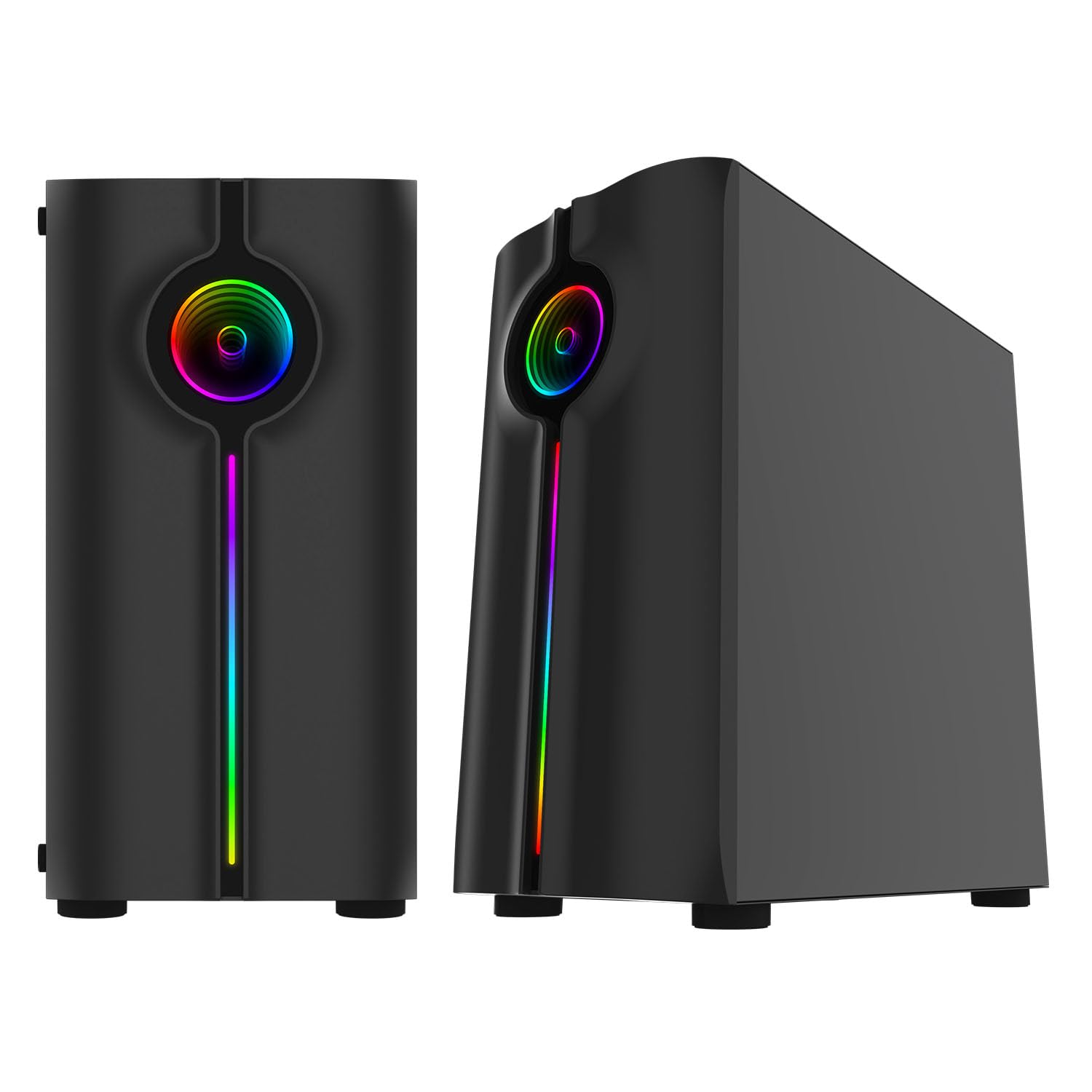 Gaming PC ATX case, matx case,itx case,Special Optical Illusion ARGB Front Panel, Tempered Glass Side. USB3.0, Support M-ATX,ITX Motherboard. Fan Not Included.