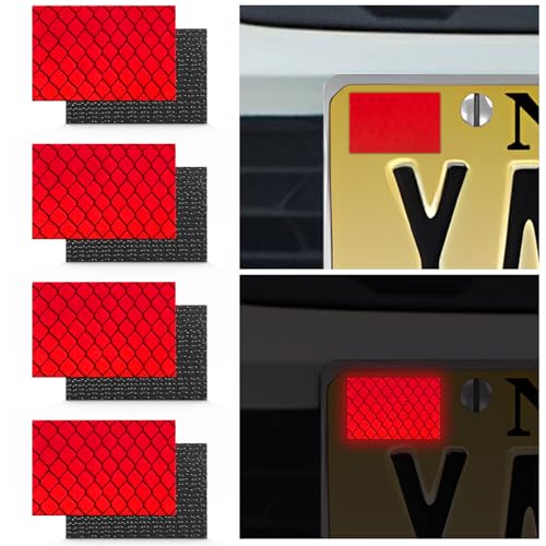 Image of 4-Pieces Reflective License Plate Stickers for New Jersey GDL Drivers - Perfect for New Drivers Under 21 & Special Learning Permits (Bright Red)
