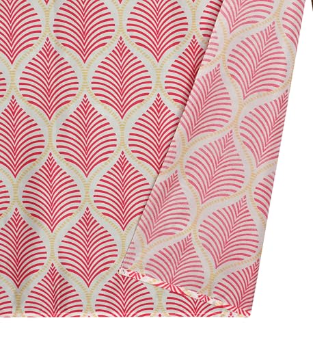 Image of Yarnis Floral Printed Light-Filtering Curtains 9 Feet Long Set of 2 for Long Set of 2 Door Living Room, Pink, Parda