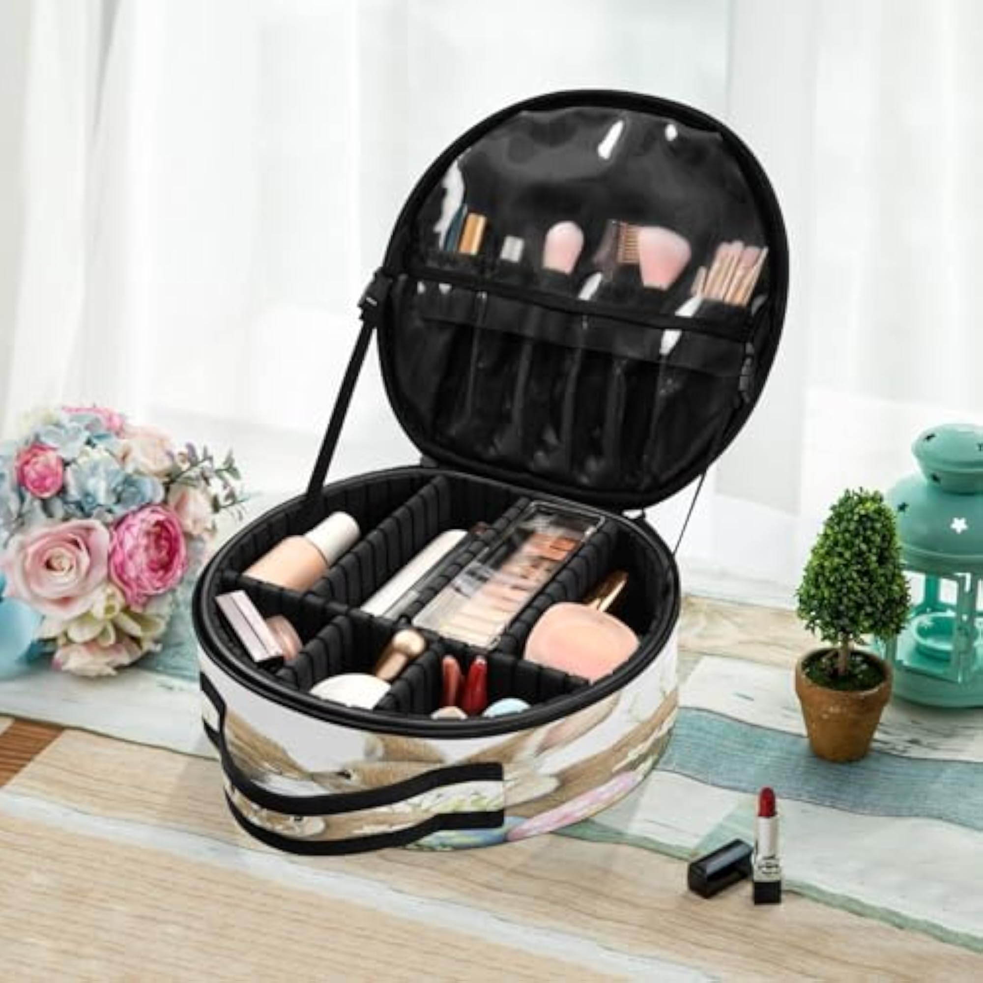 Bunnys Eggs Wildflowers Travel Makeup Case, Portable Organizer