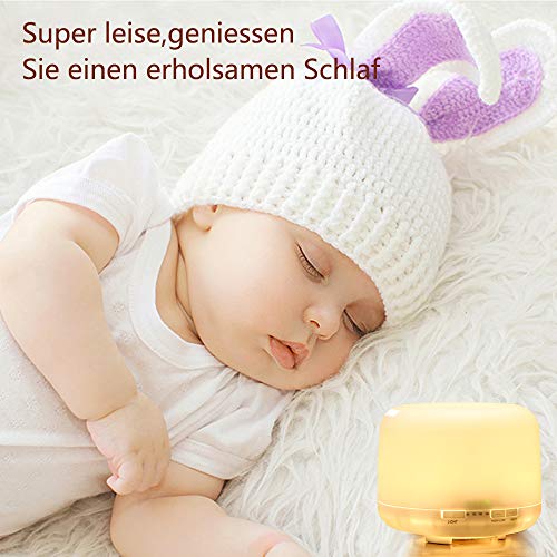 Aroma Diffuser 500 ml Luftbefeuchter Ultraschall Vernebler, Ultra Leise Diffuser BPA- Free Öle, mit 7 Farben LED Humidifier Duftlampe Aromatherapie für Schlafzimmer Wohn- Büro Spa-8
