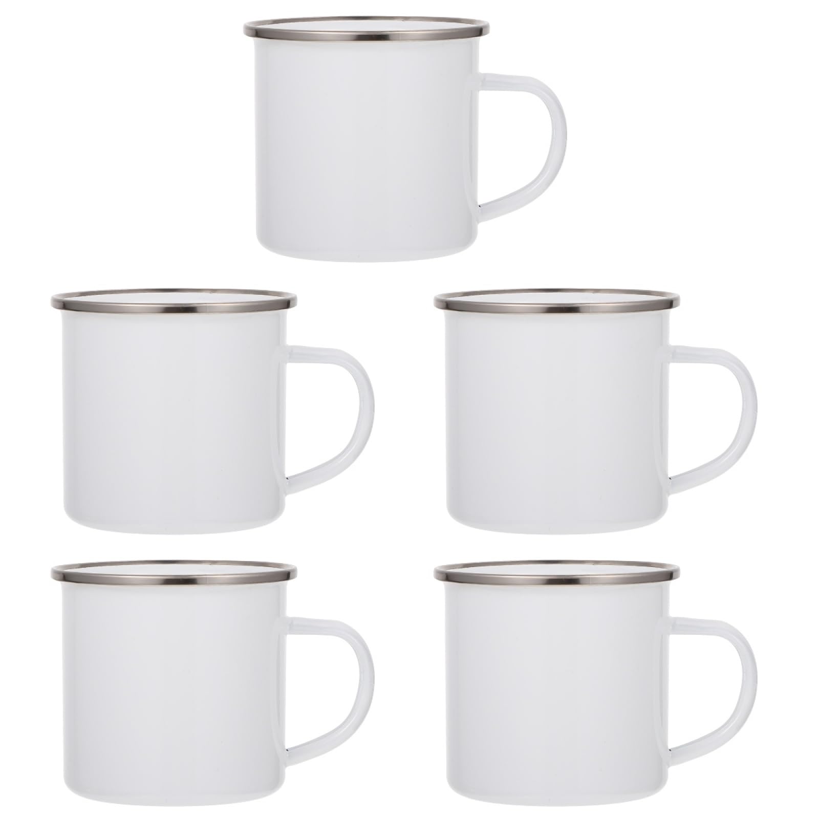 Amosfun 5 Stk Tasse aus Thermotransfer-Emaille Kaffeetasse Tassen für Kinder personalisierte tasse tassen personalisieren Sublimation leere Tasse Sublimationsbecher Rostfreier Stahl Weiß