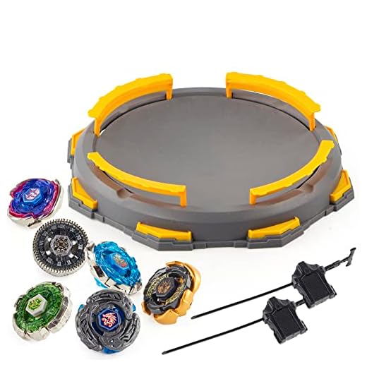 WNSULL Bey Stadium Metal Fusion Set-Battle Game with 1Stadium, 6 Battling Top Toys and 2 Launchers-Toy Gift for Boys Kids Ages 6 7 8 9 10 11 12 Years Old