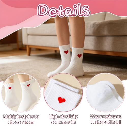 JhavexToy Calcetines Mujeres Blancos Corazones Rojos – 6 Pares Talla 36-40 Algodón, Suaves Respirantes, Accessorio Adorable & Versátil para San Valentín, Deporte, Trabajo & Quotidiano - imagen 4
