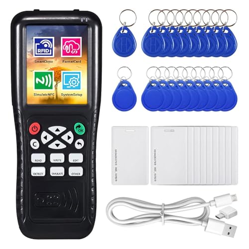 Jasaly Duplicadora Identificación RFID, Fotocopiadora, Decodificadora, Máquina Llaves Tarjetas Inteligentes, Lector Identificación RFID NFC, Grabadora, Tarjeta H-ID T557 125 Khz