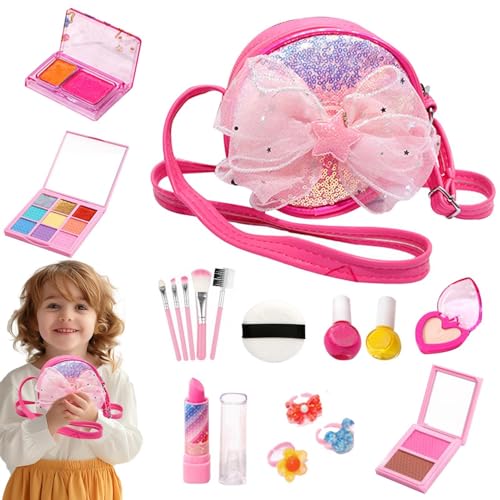 Maquillaje Lavable Para Niñas,Juguetes De Maquillaje Lavables Para Niñas | 26X Kit de maquillaje para niños pequeños, juguetes de simulación lavables y cosméticos reales - Juego de maquillaje real, he