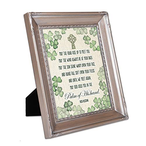 Cottage Garden Palm Of His Hand Irish Blessing Brushed Silver Rope Trim 8 X 10 Table Top And Wall Photo Frame #TOP2