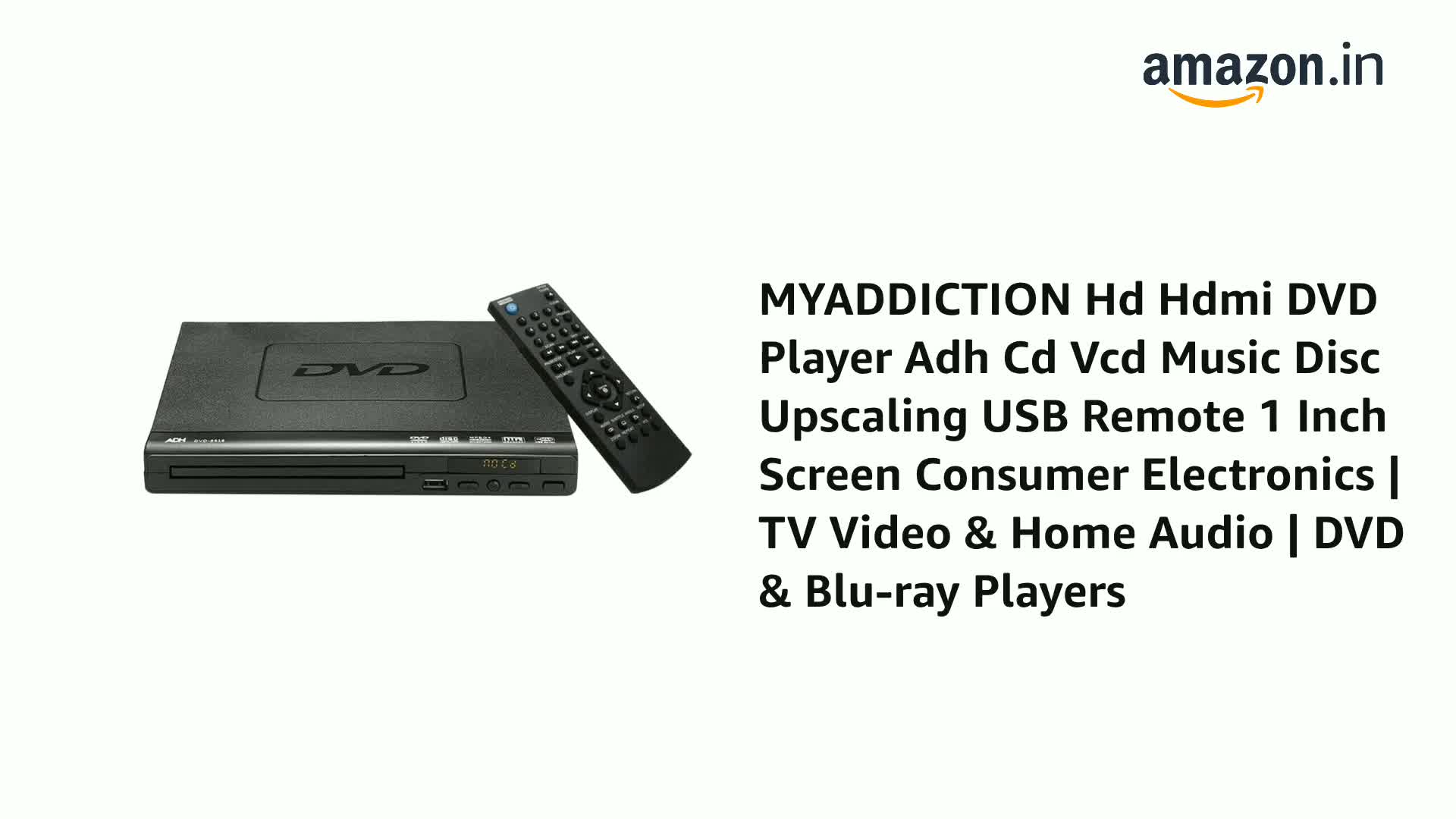 MYADDICTION Hd Hdmi DVD Player Adh Cd Vcd Music Disc Upscaling USB