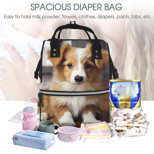 Sac à dos à langer mignon et imperméable avec imprimé chiot - 5