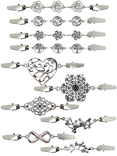 Aflyu 10 Pieces Vintage Sweater Shawl Clip Retro Cardigan Clip Collar Clasp Clips Dresses Shirt Shawl Clip for Girl Women (Classic)