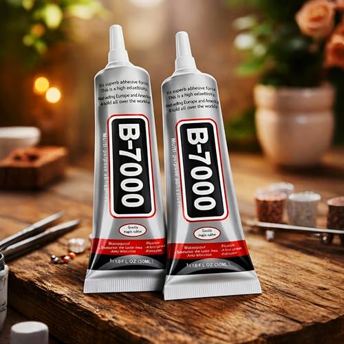 Image of B-7000 (50ML / 1.68 fl. oz) (Set of 2) Multi-Purpose Adhesive Glue - Ideal for Crystal Crafts, Jewelry, Beads, Clothing, Shoes, Fabrics, Screen Repair, Metal, Stone & Glass