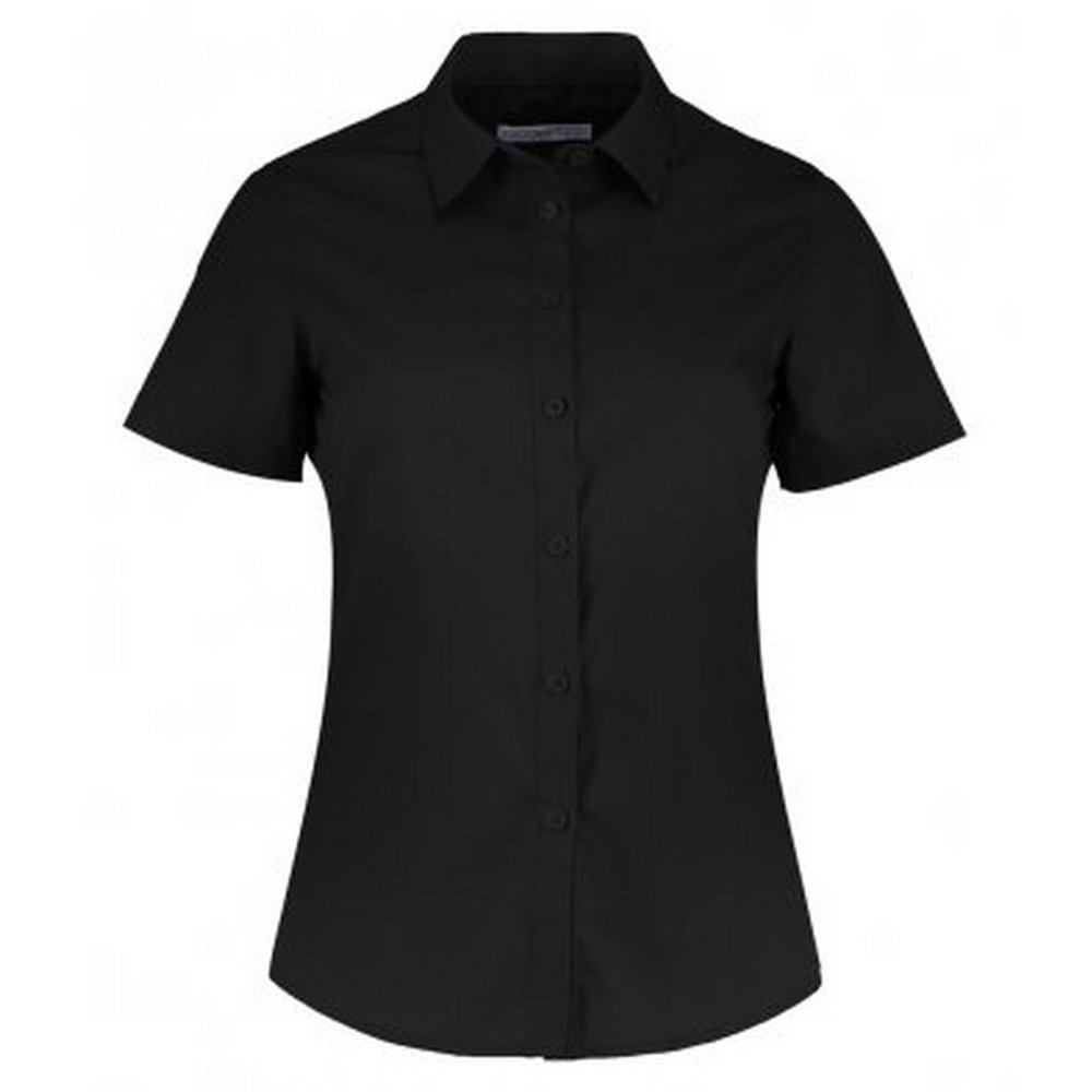 Kustom Kit Ladies Tailored Poplin Shirt, Easy Iron, Black, Size 8