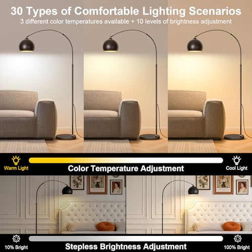 yuhaptomer Black Minimalism Arc Floor Lamps with 12W LED Remote Dimming by yuhaptomer - Used condition - Image 5