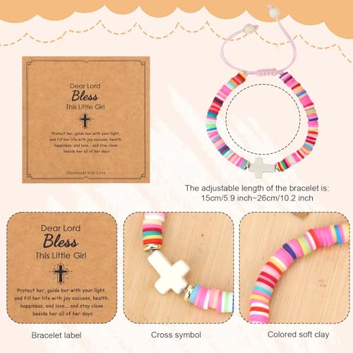 Cross Bracelet for Girls, Dear Lord Bless This Little Girl Bracelet Colorful Christian Jesus Religious Bracelets for Kids Jewelry Gifts for Teenage Women Daughter Sister Christmas , Catholic Gifts2